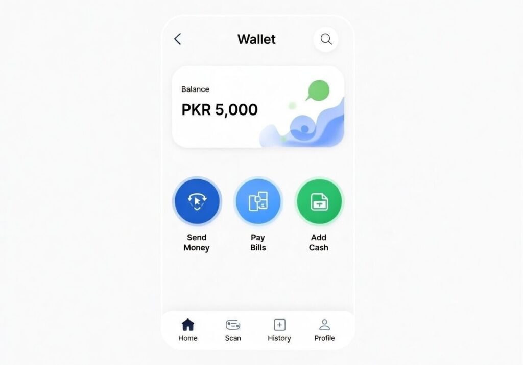 X92 game App Mobile app wallet interface displaying balance PKR 5,000 and payment buttons for JazzCash & Easypaisa