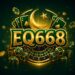 EQ668 casino game logo with gold and green design, roulette wheel, cards and dice for APK download article