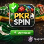 Download PKRSPIN APK in Pakistan with secure install button, casino app interface, Apkgram branding