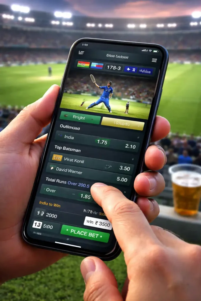 QZ786 sports betting screen showing live cricket match odds
